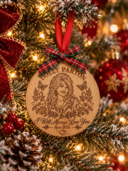 Dolly Parton Tribute Wooden Christmas Bauble
