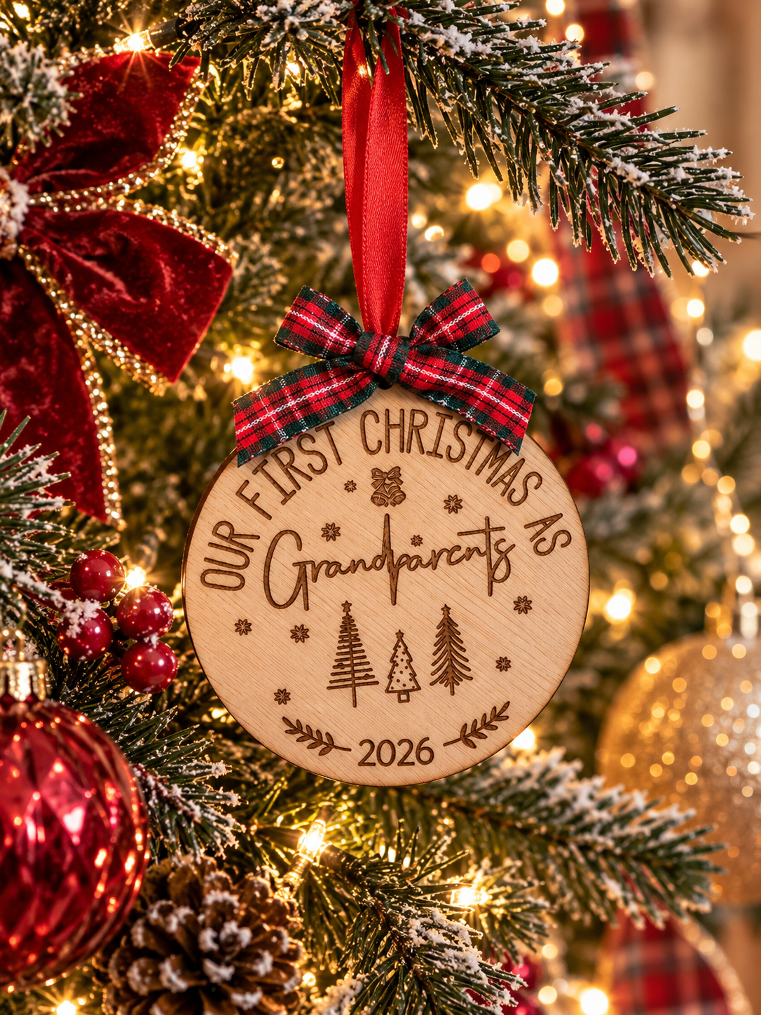 Grandparents’ First Christmas Bauble – Personalised 2026 Keepsake Ornament