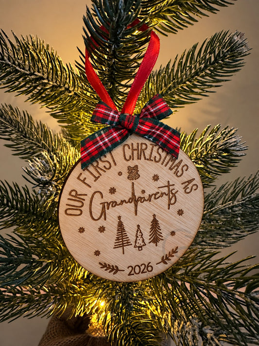 Grandparents’ First Christmas Bauble – Personalised 2026 Keepsake Ornament