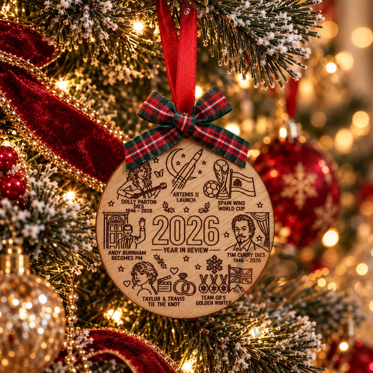 2026 Year in Review Wooden Christmas Bauble