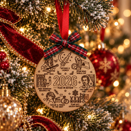 2026 Year in Review Wooden Christmas Bauble