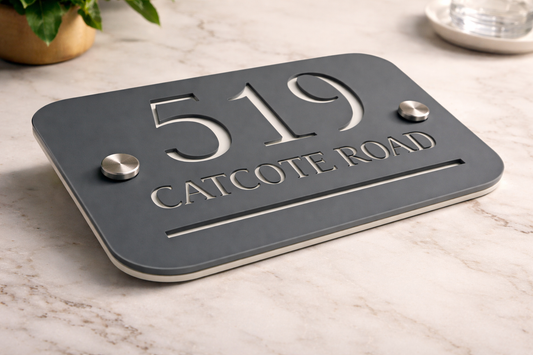 Personalised Contemporary Address Plaque – Custom Street & House Sign