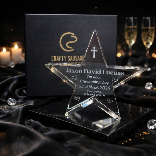 Personalised Crystal Star Christening Gift – Engraved Baptism Keepsake