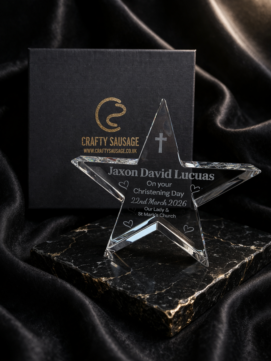 Personalised Crystal Star Christening Gift – Engraved Baptism Keepsake