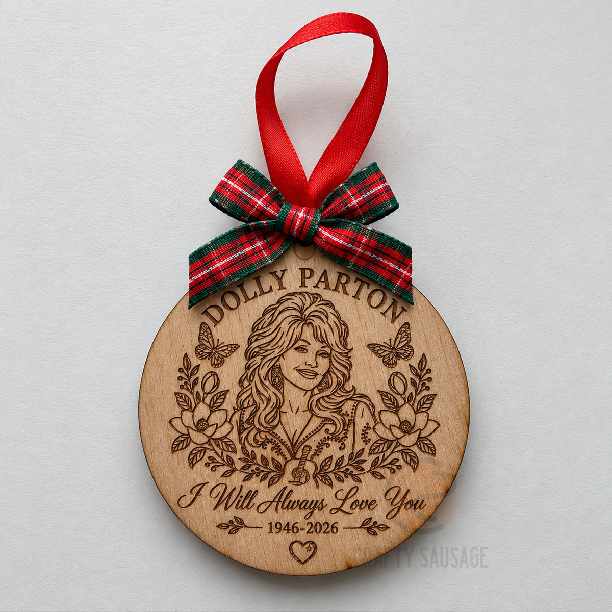 Dolly Parton Tribute Wooden Christmas Bauble
