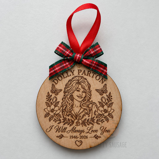 Dolly Parton Tribute Wooden Christmas Bauble