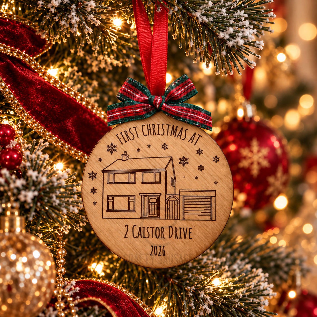 Personalised House Portrait Engraved Christmas Bauble