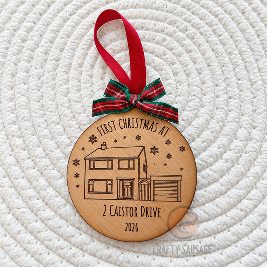 Personalised House Portrait Engraved Christmas Bauble