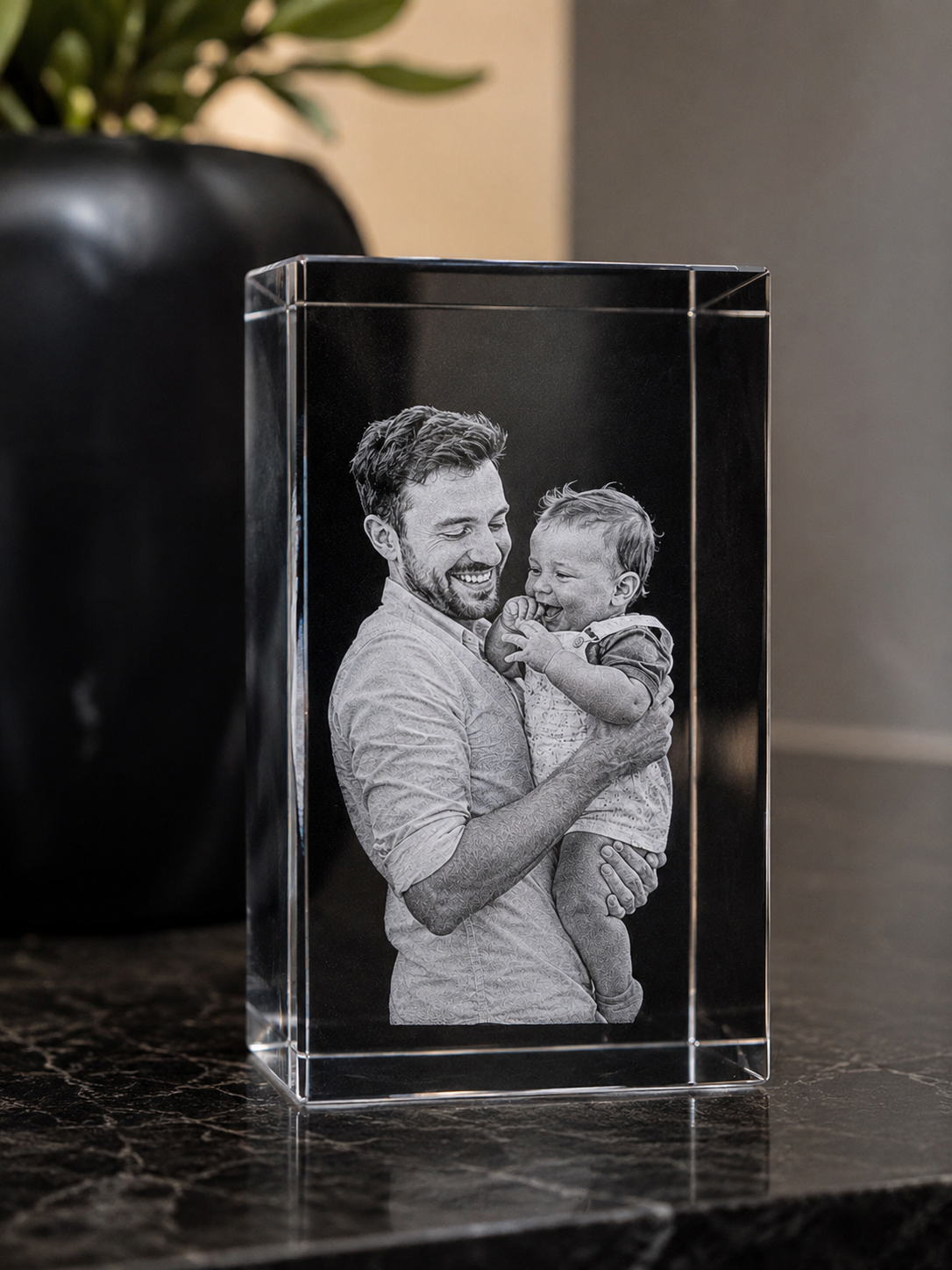 Personalised 3D Crystal K9 Glass Cube – Engraved Photo Keepsake