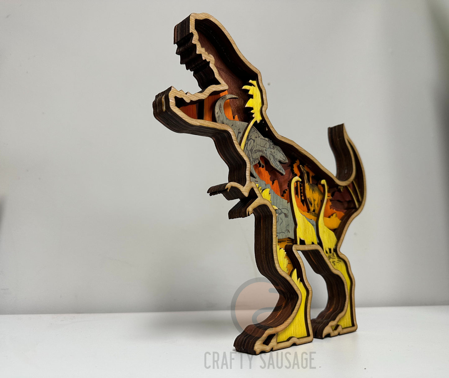 3D Layered Dinosaur Scene
