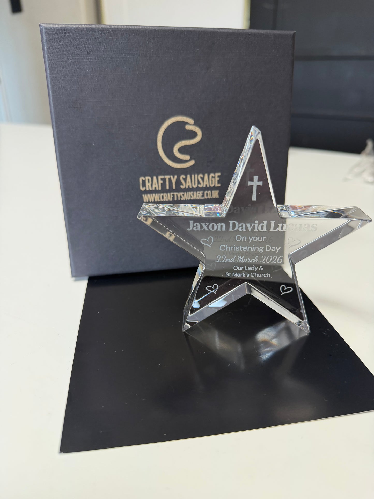 Personalised Crystal Star Christening Gift – Engraved Baptism Keepsake
