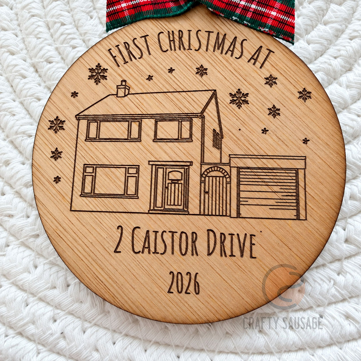 Personalised House Portrait Engraved Christmas Bauble
