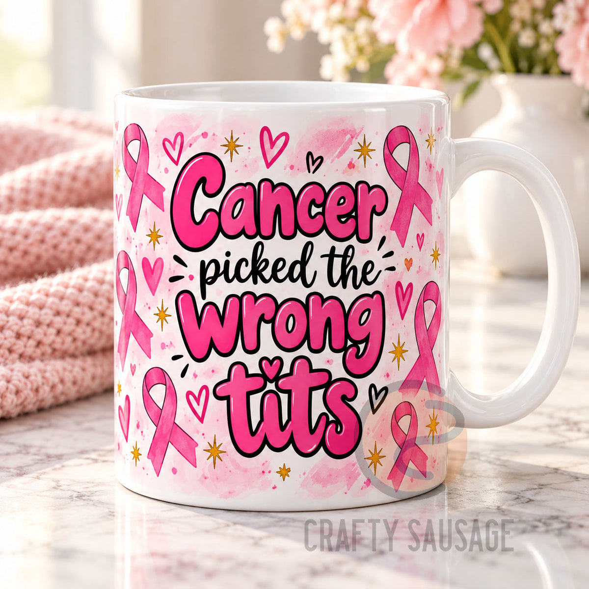 Breast Cancer Mug – Choose Your Saying