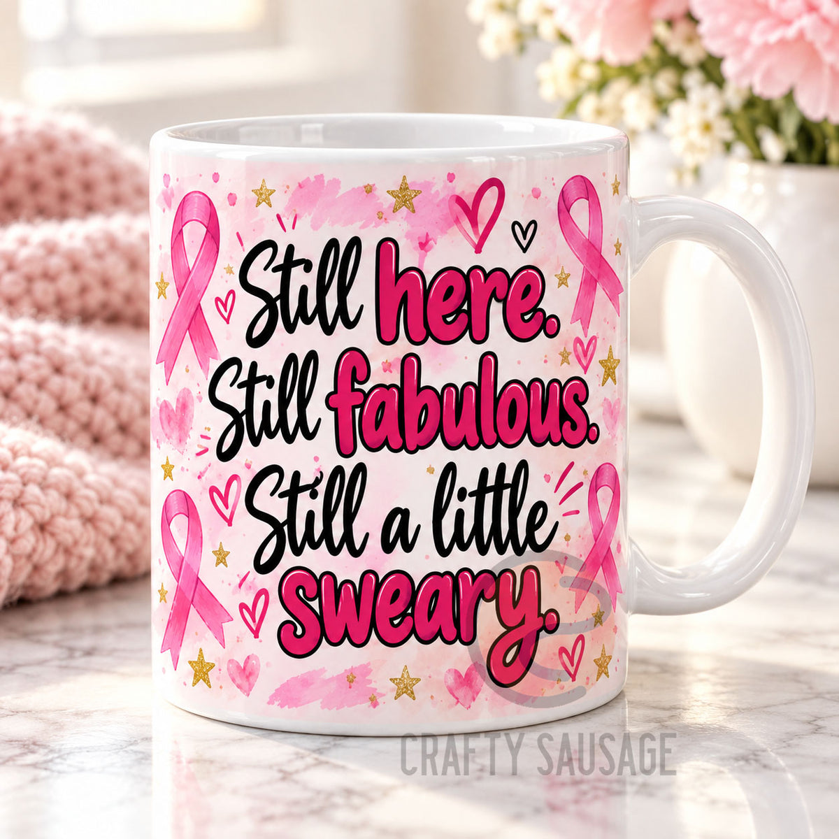 Breast Cancer Mug – Choose Your Saying