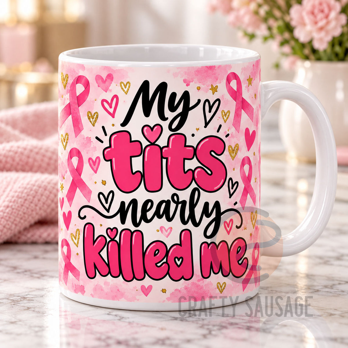 Breast Cancer Mug – Choose Your Saying