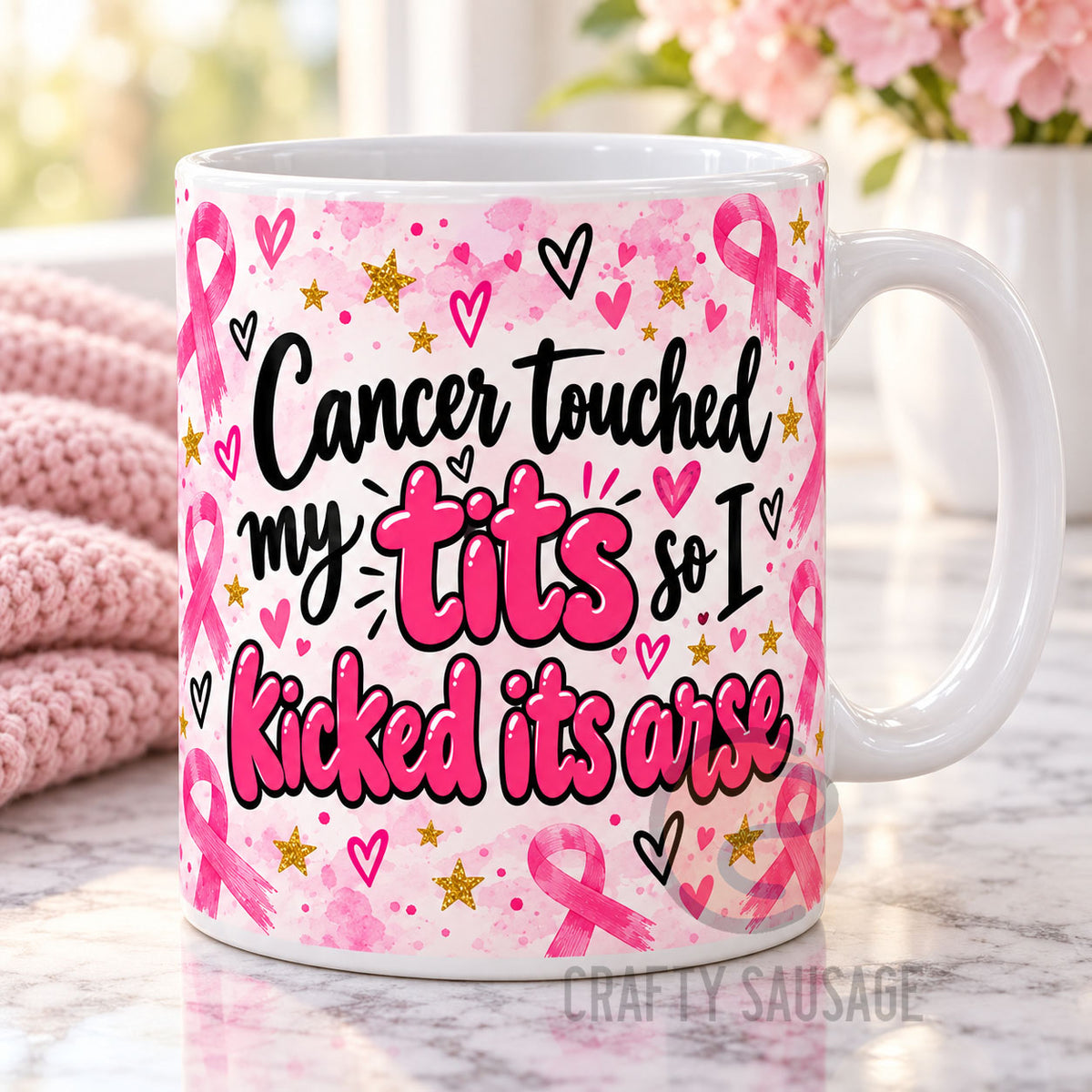 Breast Cancer Mug – Choose Your Saying